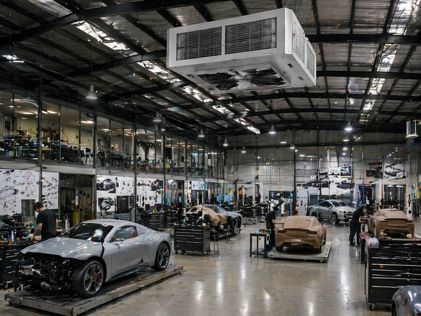 Système de climatisation adiabatique sur bâtiment industriel